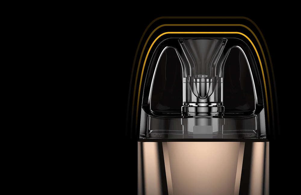 Primer plano de la boquilla optimizada del LUXE XR MAX 2, diseñada ergonómicamente para realzar el sabor de la resistencia de vapeo de doble malla.